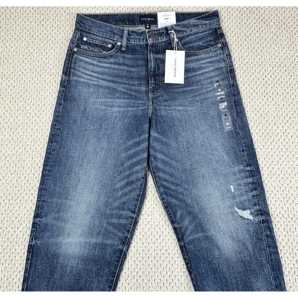 Lucky Brand Jeans Mens 33x29 Blue Rigid 365 Vintage Loose Distressed Whisker NEW
